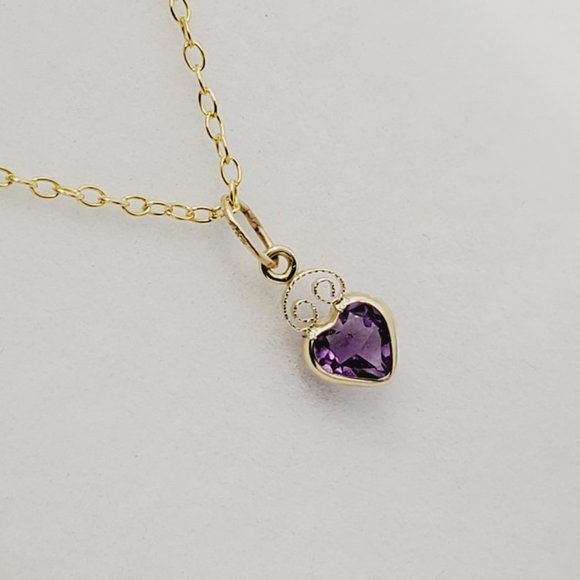 14K Yellow Gold Amethyst Heart Shape Pendant - Picture 2 of 4